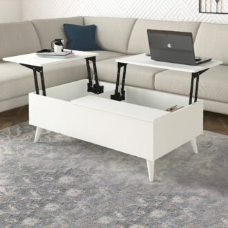 Alternative view of Τραπεζάκι σαλονιού Roy Megapap με σερβιτόρο χρώμα λευκό 121x69x40εκ.