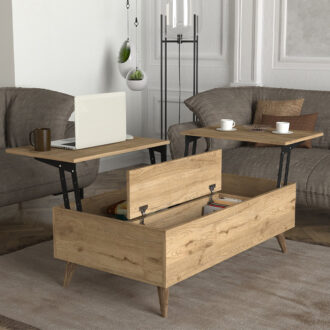 Alternative view of Τραπεζάκι σαλονιού Roy Megapap με σερβιτόρο χρώμα sepet oak 121x69x40εκ.