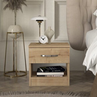 Alternative view of Κομοδίνο Lube Megapap χρώμα sapphire oak 40x28,2x40εκ.