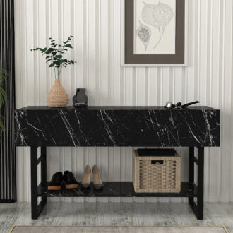 Alternative view of Κονσόλα Aron Megapap χρώμα μαύρο εφέ μαρμάρου 138,8x41x75,7εκ.