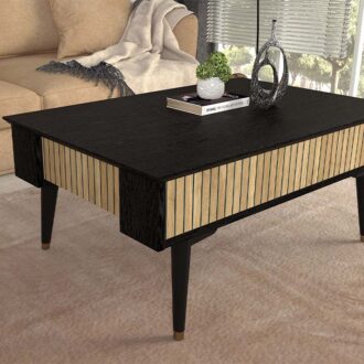 Alternative view of Τραπεζάκι σαλονιού Bolea Megapap χρώμα modern black - φυσικό οξιάς 90x60x38,6εκ.