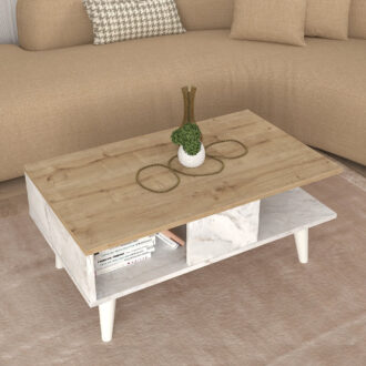 Alternative view of Τραπεζάκι σαλονιού Andros Megapap χρώμα sapphire oak - λευκό εφέ μαρμάρου 90x54x39,6εκ.