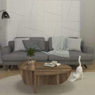 Alternative view of Τραπεζάκι σαλονιού Nilvia Megapap χρώμα καρυδί Ø85x35εκ.