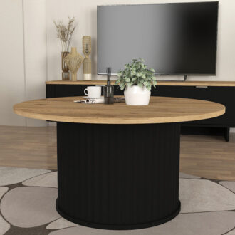 Alternative view of Τραπεζάκι σαλονιού Bohema Megapap χρώμα μαύρο - sepet oak Ø85x43,2εκ.