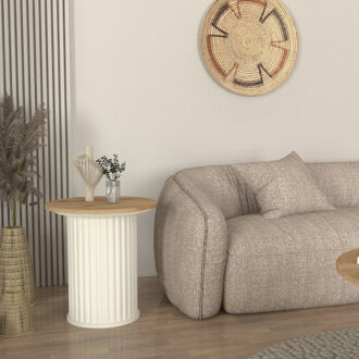 Alternative view of Τραπεζάκι βοηθητικό Bohema Megapap χρώμα ivory - sepet oak Ø50x53,2εκ.