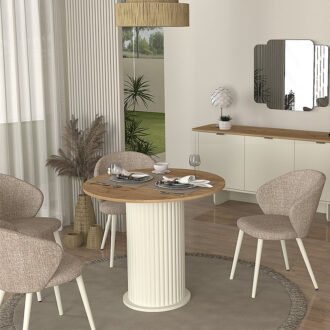 Alternative view of Τραπέζι Bohema Megapap χρώμα ivory - sepet oak Ø90x77,7εκ.