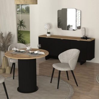 Alternative view of Τραπέζι Bohema Megapap χρώμα μαύρο - sepet oak Ø90x77,7εκ.