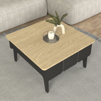 Alternative view of Τραπεζάκι σαλονιού Pedro Megapap χρώμα ανθρακί - rota oak 73,2x73,2x38,6εκ.