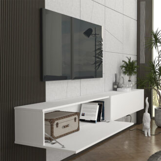 Alternative view of Έπιπλο τηλεόρασης επιτοίχιο Espanse Megapap χρώμα λευκό 241,8x31,7x30εκ.