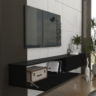 Alternative view of Έπιπλο τηλεόρασης επιτοίχιο Espanse Megapap χρώμα μαύρο 241,8x31,7x30εκ.