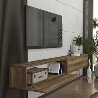 Alternative view of Έπιπλο τηλεόρασης επιτοίχιο Espanse Megapap χρώμα καρυδί 241,8x31,7x30εκ.