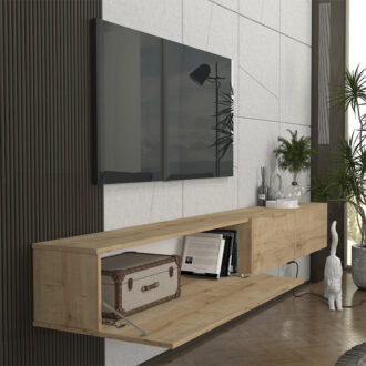 Alternative view of Έπιπλο τηλεόρασης επιτοίχιο Espanse Megapap χρώμα sapphire oak 241,8x31,7x30εκ.