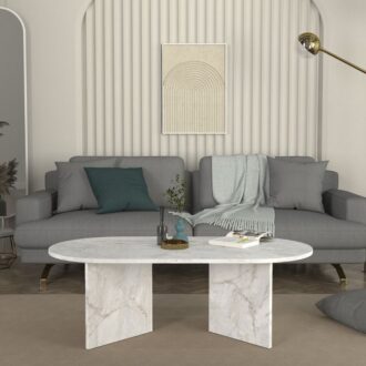 Alternative view of Τραπεζάκι σαλονιού Cortado Megapap χρώμα λευκό εφέ μαρμάρου 120x60x39,6εκ.