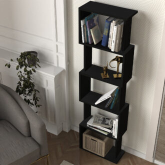 Alternative view of Βιβλιοθήκη Alvina Megapap χρώμα μαύρο 45x19,6x158,8εκ.