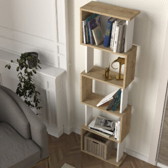 Alternative view of Βιβλιοθήκη Alvina Megapap χρώμα sapphire oak - λευκό 45x19,6x158,8εκ.