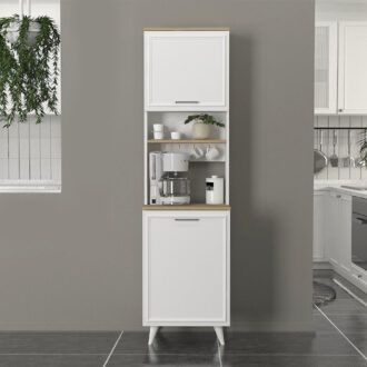 Alternative view of Έπιπλο κουζίνας Potter 1 Megapap χρώμα λευκό - rota oak 53,4x39,6x196,1εκ.