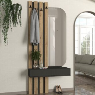 Alternative view of Έπιπλο εισόδου Reyas Megapap χρώμα ανθρακί - sepet oak 90x27x205,6εκ.