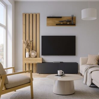 Alternative view of Σύνθεση τηλεόρασης Rosaline Megapap χρώμα ανθρακί - sepet oak 183x31,3x196,9εκ.