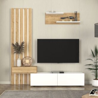 Alternative view of Σύνθεση τηλεόρασης Rosaline Megapap χρώμα λευκό - sepet oak 183x31,3x196,9εκ.