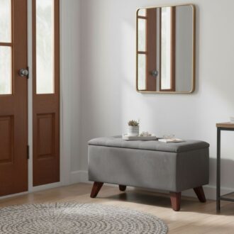 Alternative view of Σκαμπώ - Ταμπουρέ Lotus Megapap βελούδινο χρώμα γκρι 90x40x50εκ.