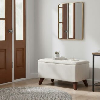 Alternative view of Σκαμπώ - Ταμπουρέ Lotus Megapap βελούδινο χρώμα κρεμ 90x40x50εκ.