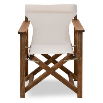 Alternative view of Πολυθρόνα σκηνοθέτη Queen Megapap ξύλινη μασίφ οξιά χρώμα καρυδί εμποτισμού με διάτρητο εκρού πανί 61x57x86εκ.