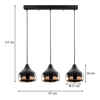 Alternative view of Φωτιστικό οροφής Precious Megapap E27 μεταλλικό τρίφωτο χρώμα μαύρο - bronze 67x17x111εκ.