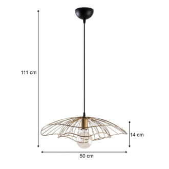 Alternative view of Φωτιστικό οροφής Yildo Megapap E27 μεταλλικό μονόφωτο χρώμα χρυσό vintage Φ50x111εκ.