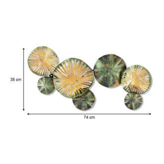 Alternative view of Διακοσμητικό τοίχου Flower Megapap μεταλλικό χρώμα χρυσό - πράσινο 74x38εκ.