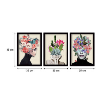 Alternative view of Πίνακας "Flower Girls" Megapap 3 τμχ. σε πλαίσιο 35x45x2εκ.