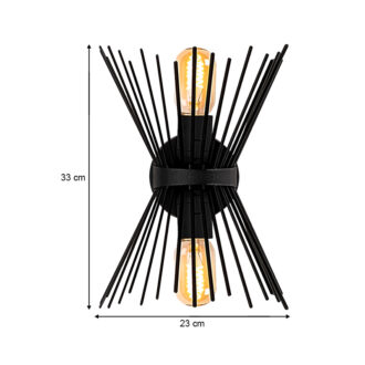 Alternative view of Απλίκα τοίχου Kirpi Megapap E27 μεταλλική χρώμα μαύρο 23x5x33εκ.