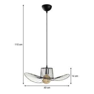 Alternative view of Φωτιστικό οροφής Tel Megapap E27 μεταλλικό μονόφωτο χρώμα μαύρο Φ49x110εκ.