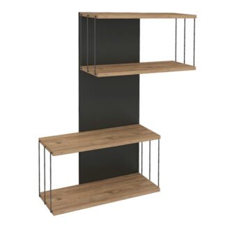 Alternative view of Ραφιέρα τοίχου Destan Megapap χρώμα ανθρακί - φυσικό οξιάς 65x19x96εκ.