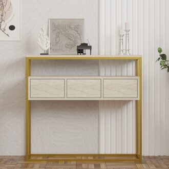 Alternative view of Κονσόλα Guarda Megapap χρώμα μπεζ travertine - χρυσό 100x29x90εκ.