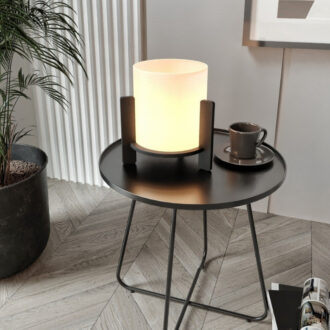 Alternative view of Φωτιστικό επιτραπέζιο Pine Megapap E27 Mdf - ύφασμα Pvc χρώμα μαύρο - κρεμ Ø20x20εκ.