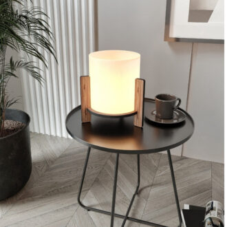 Alternative view of Φωτιστικό επιτραπέζιο Pine Megapap E27 Mdf - ύφασμα Pvc χρώμα καρυδί - κρεμ Ø20x20εκ.