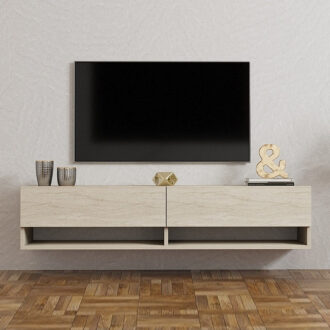 Alternative view of Έπιπλο τηλεόρασης επιτοίχιο Arges Megapap χρώμα travertine 140x29,6x30εκ.