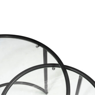 Alternative view of Τραπεζάκι σαλονιού σετ 2 τμχ Vetro Megapap μέταλλο - γυαλί χρώμα μαύρο Ø60x43εκ.