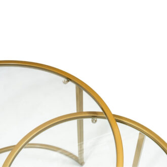 Alternative view of Τραπεζάκι σαλονιού σετ 2 τμχ Vetro Megapap μέταλλο - γυαλί χρώμα χρυσό Ø60x43εκ.