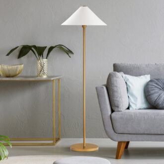 Alternative view of Φωτιστικό δαπέδου Cansu Megapap E27 μεταλλικό χρώμα λευκό - χρυσό Ø46x150εκ.