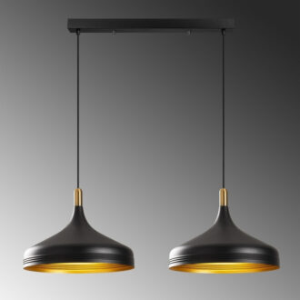 Alternative view of Φωτιστικό οροφής Franko Megapap E27 μεταλλικό δίφωτο χρώμα μαύρο - χρυσό 68x36x132εκ.