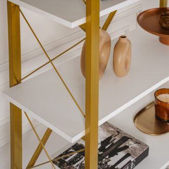 Alternative view of Βιβλιοθήκη Elysian Megapap χρώμα λευκό - χρυσό 90x33,5x180εκ.