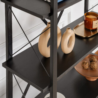 Alternative view of Βιβλιοθήκη Elysian Megapap χρώμα black wood 90x33,5x180εκ.