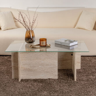 Alternative view of Τραπεζάκι σαλονιού Vetrino Megapap γυάλινο χρώμα travertine 105x65x40εκ.