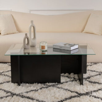 Alternative view of Τραπεζάκι σαλονιού Vetrino Megapap γυάλινο χρώμα black wood 105x65x40εκ.