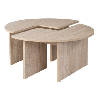 Alternative view of Τραπεζάκι σαλονιού σετ 2 τμχ Moira Megapap χρώμα travertine Ø90x41εκ.