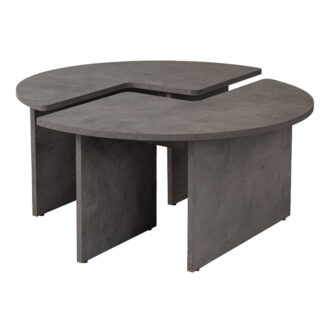 Alternative view of Τραπεζάκι σαλονιού σετ 2 τμχ Moira Megapap χρώμα γκρι σκυροδέματος Ø90x41εκ.