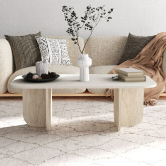 Alternative view of Τραπεζάκι σαλονιού Becaj Megapap χρώμα sandstone - travertine 120x60x41,4εκ.