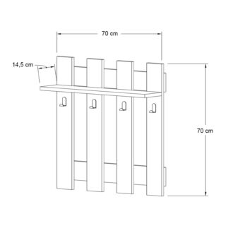 Alternative view of Κρεμάστρα τοίχου Carina Megapap χρώμα λευκό 70x18x70εκ.