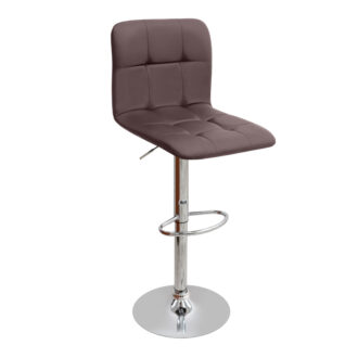 Σκαμπό μπαρ Carmelo Megapap με ρυθμιζόμενο ύψος PU καφέ - βάση χρωμίου 45x42x90/113εκ.